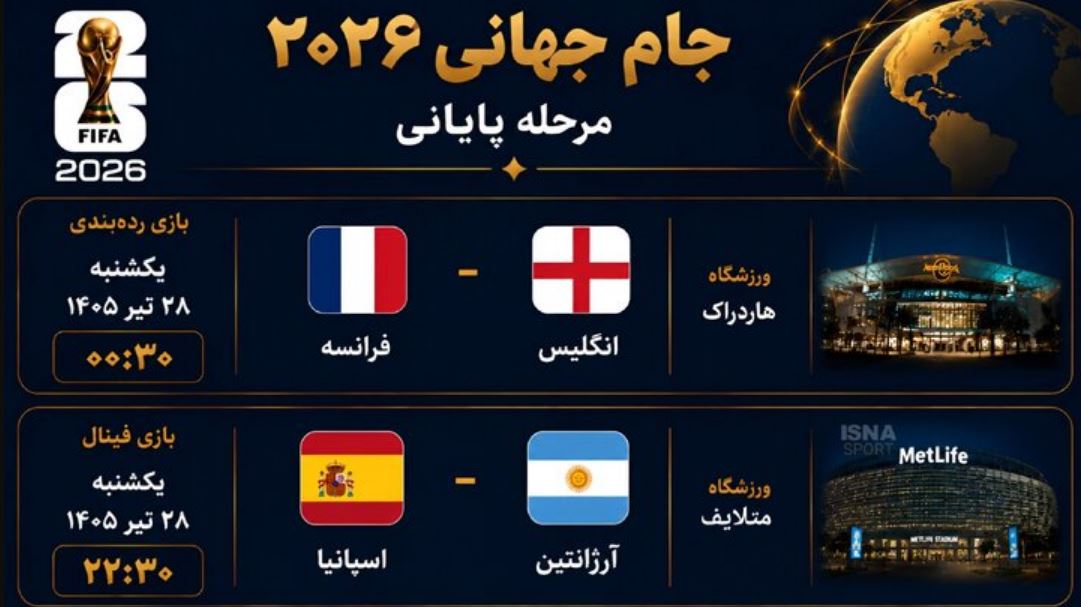 برنامه دیدارهای فینال و رده‌بندی جام جهانی ۲۰۲۶ اعلام شد